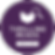 Thrilling reads logo; purple circular background with white font, book and magnifying glass. 